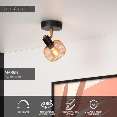 Lucide MAREN - Plafondspot - 1xE14 - Mat Goud / Messing